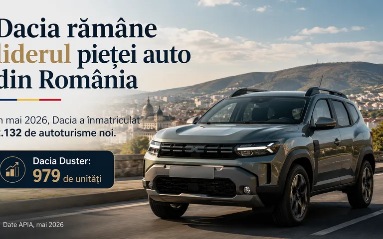Dacia rămâne liderul pieței auto din România în mai 2026 Dacia rămâne liderul pieței auto din România în mai 2026